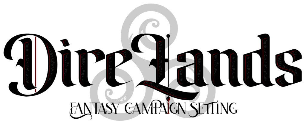 DireLands Fantasy Campaign Setting - Light Background Logo - Designed by Adam P. Campbell August 23, 2024